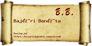 Bajári Benáta névjegykártya